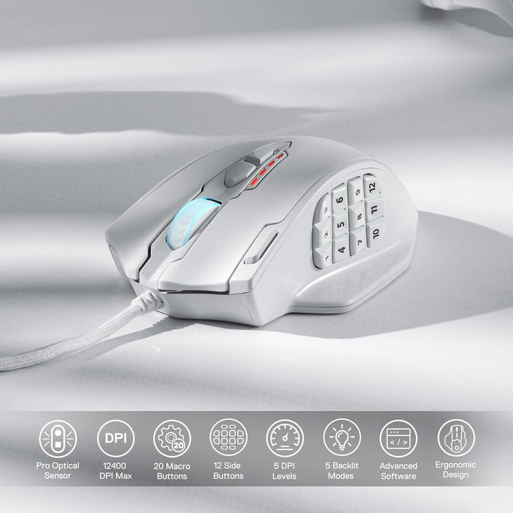 Redragon M908 Impact RGB LED MMO Mouse para juegos con 12 botones l...