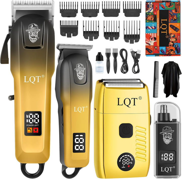 LQT - Cortapelos para hombres, con pantalla LED, 4 piezas, inalámbr...
