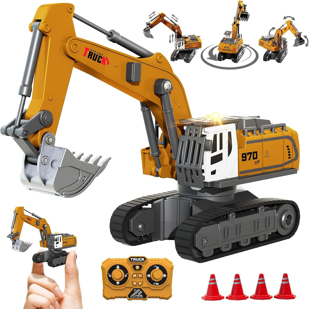 Excavadora RC 1:64, mini juguete de escritorio con control remoto para
