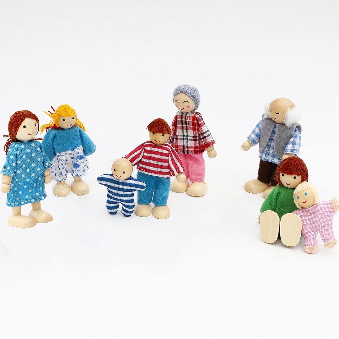 ONEST Juego de 16 piezas de casa de muñecas de madera, mini figuras...