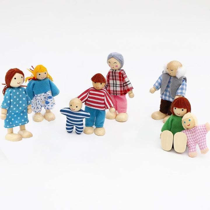 ONEST Juego de 16 piezas de casa de muñecas de madera, mini figuras...