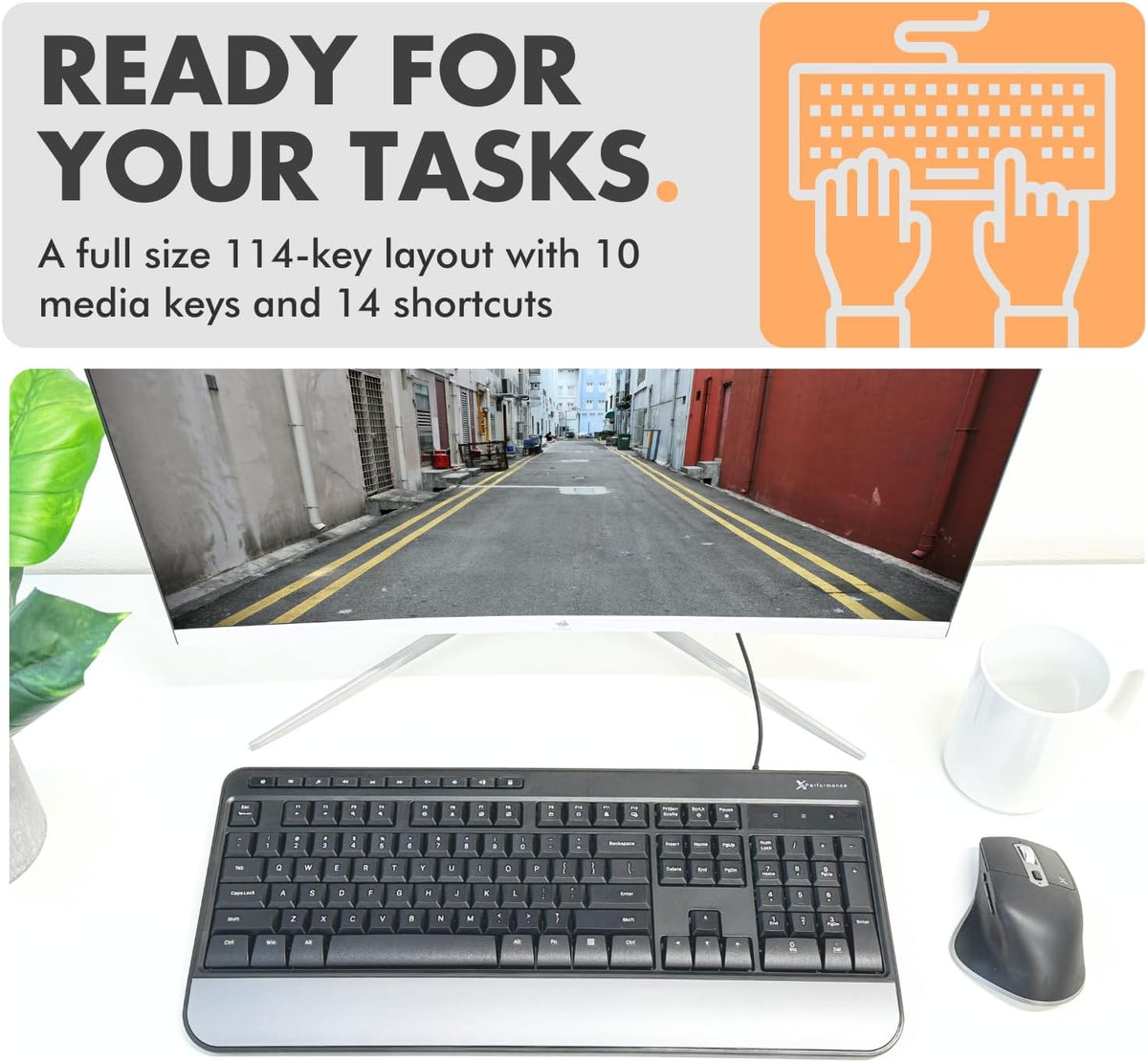 Teclado con cable X9, escritura cómoda, teclado USB ergonómico de t...