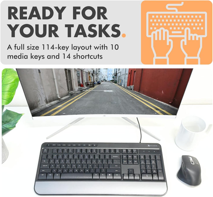 Teclado con cable X9, escritura cómoda, teclado USB ergonómico de t...