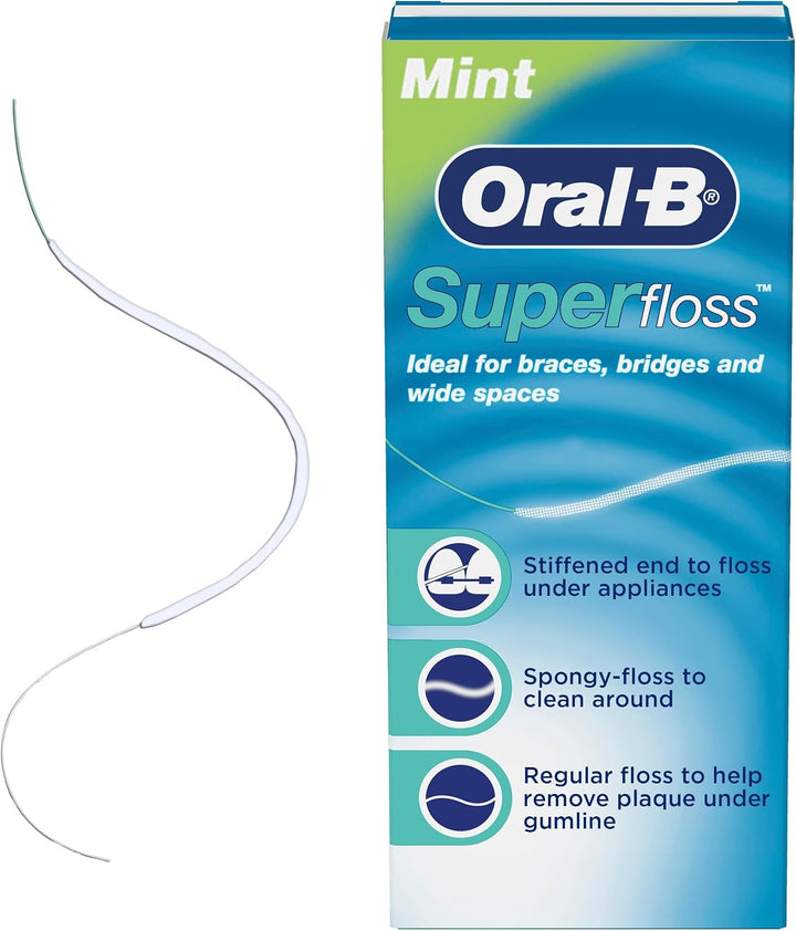 Oral-B Super hilo dental precortado, sabor menta, paquete de 50 uni...