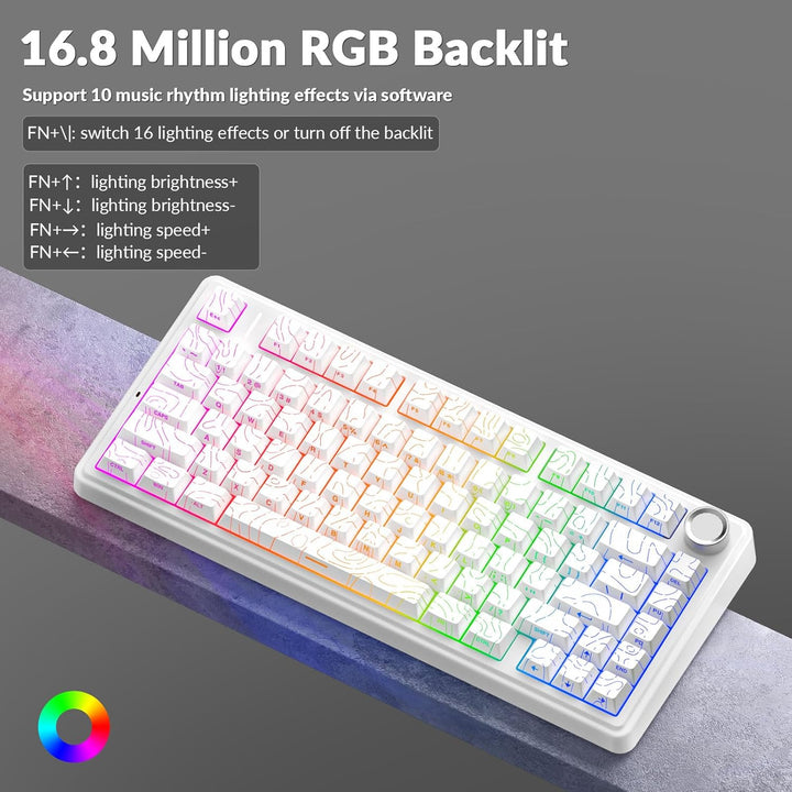 AULA Teclado Mecánico Inalámbrico F75 Pro con Perilla, 75% Teclados...