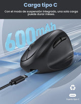 TECKNET Ratón Ergonómico, Ratón Vertical Inalámbrico Bluetooth, Bat...