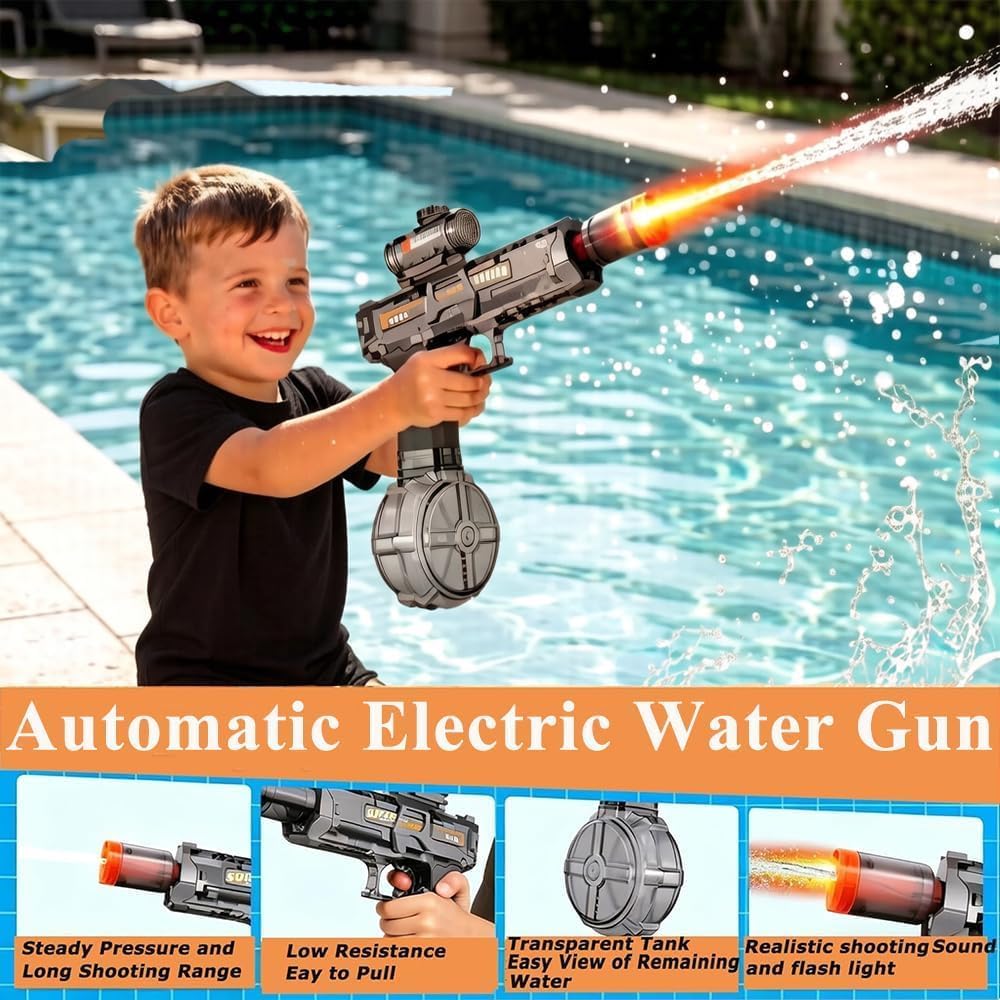 Pistola de agua eléctrica para niños, recargable automáticamente. Paquete