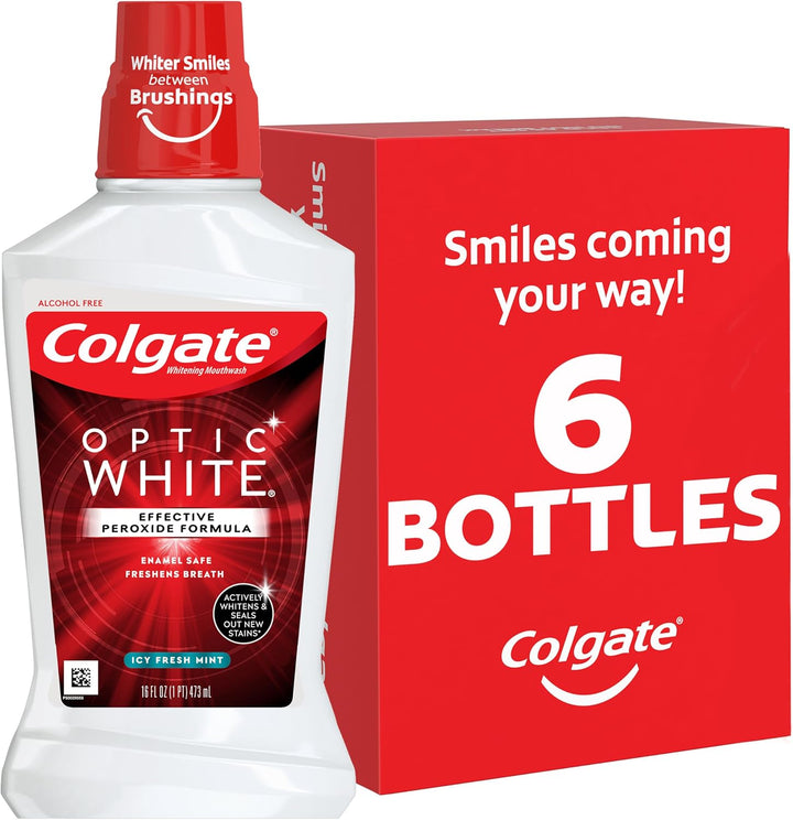Colgate Optic White Teeth Whitening Enjuague bucal Icy Fresh Mint,...