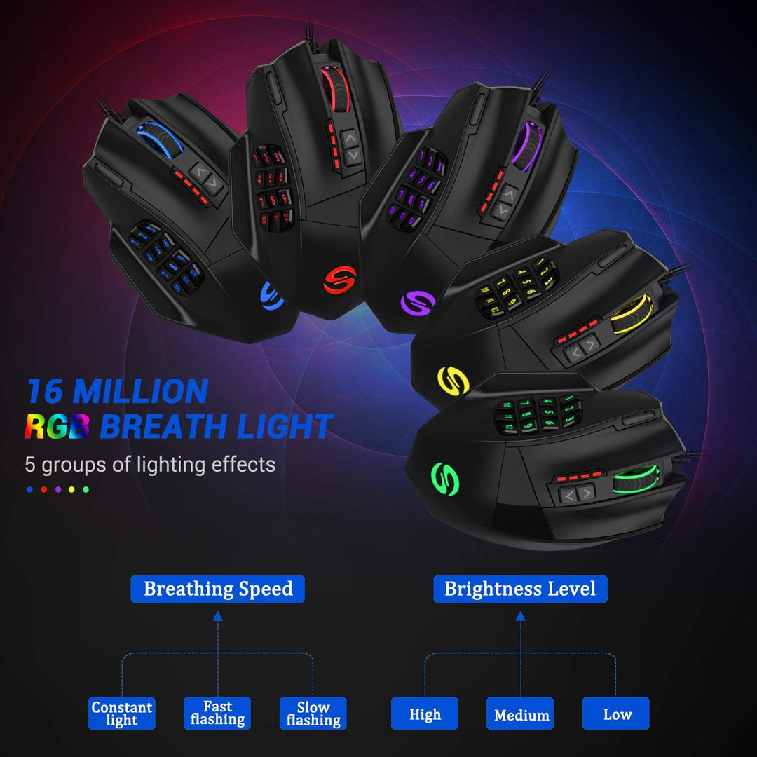 UtechSmart Venus Gaming Mouse RGB con cable, 16400 DPI de alta prec...