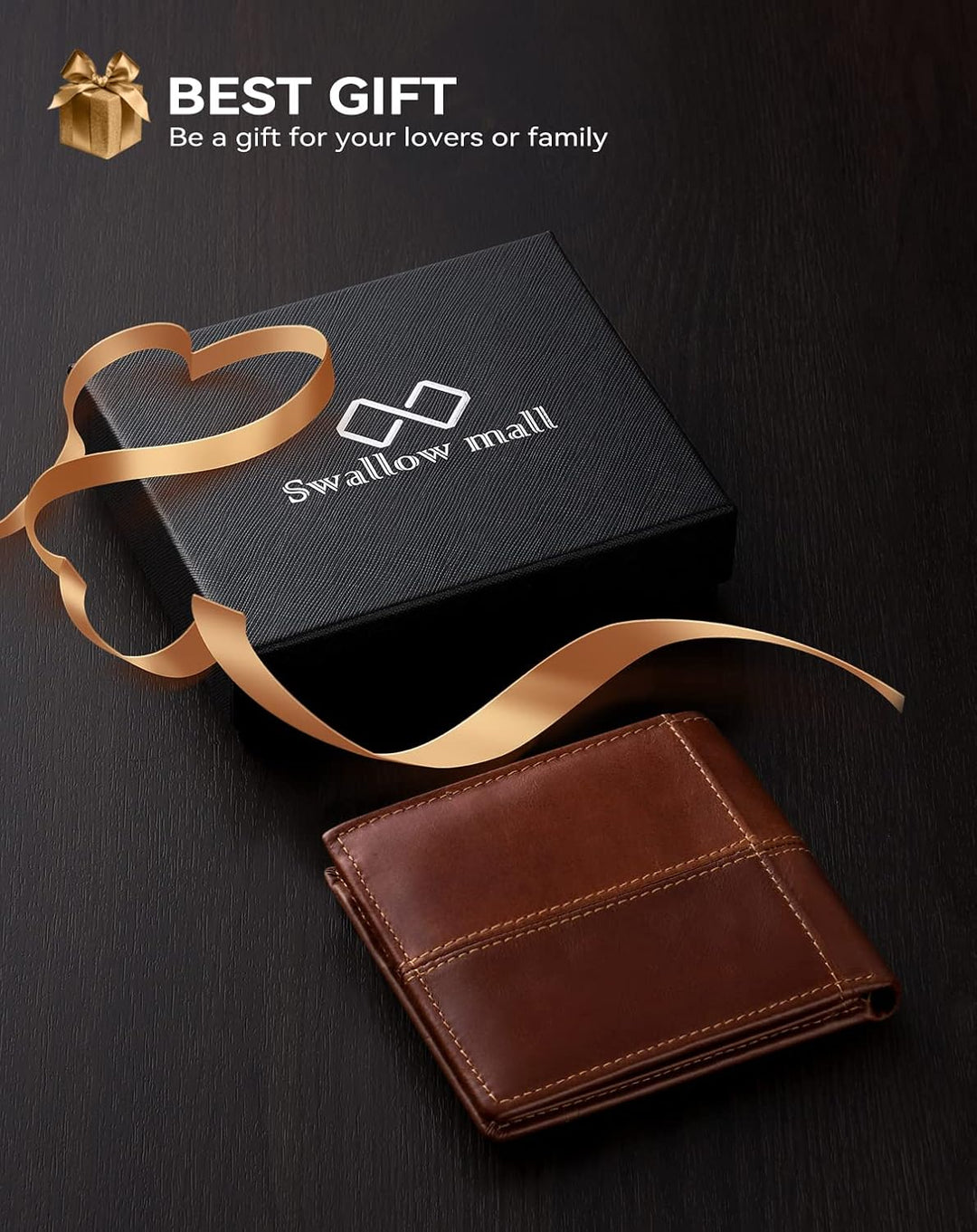 Swallowmall Billetera para hombre con bloqueo Rfid de cuero genuino...