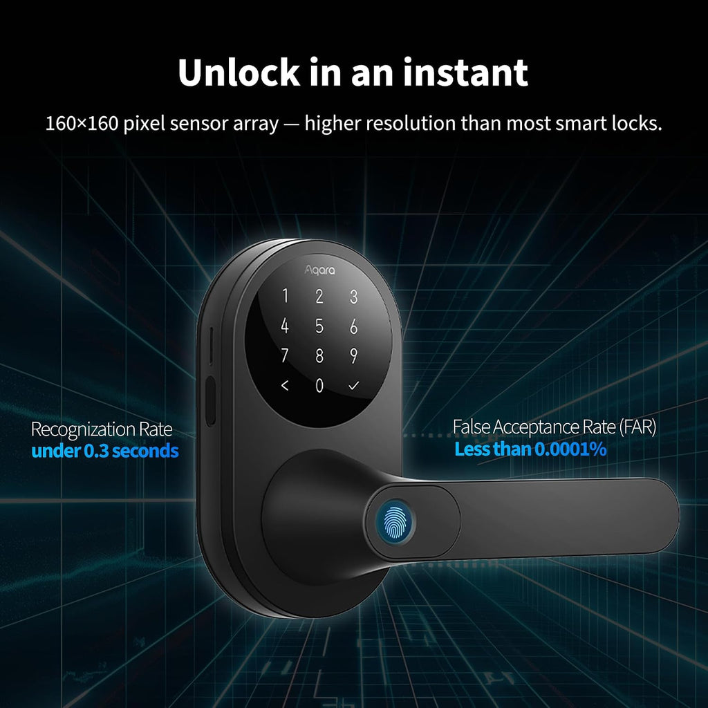 Aqara Cerradura inteligente con mango U300, llave Apple Home, cerradura de