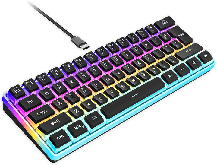 Snpurdiri Teclado para juegos con cable del 60%, Keycaps pudding co...
