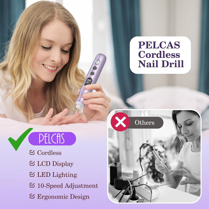 PELCAS Taladros de uñas eléctricos, lima de uñas inalámbrica de 10...
