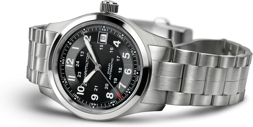 Hamilton HML-H70455133 Khaki Field Reloj de plata automático suizo con pantalla analógica para hombre, Negro -, Militar