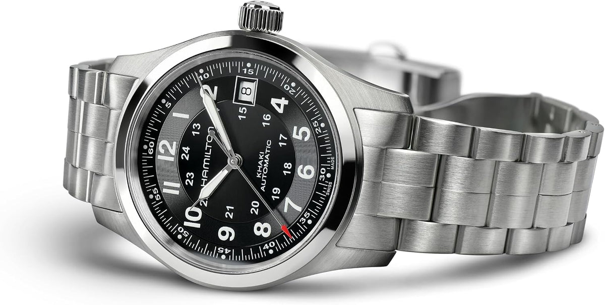 Hamilton HML-H70455133 Khaki Field Reloj de plata automático suizo con pantalla analógica para hombre, Negro -, Militar