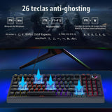 HUO JI Teclado mecánico para juegos con cable, 17 modos retroilumin...