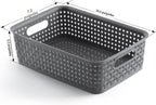 NETANY Cestas de almacenamiento de plástico, paquete de 8, gris, duraderas, fáciles de usar, flexibles, multiusos, ideales para armarios, armarios, estantes, encimeras