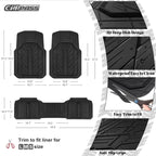 CAR PASS Tapetes de goma pesada para automóvil, tapetes impermeables profundos para automóvil para todo clima, tapetes universales recortables para automóvil SUV camión furgoneta, forros de piso