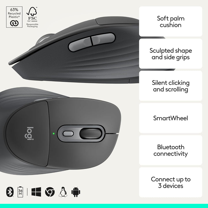 Logitech Signature Comfort Plus M850 L Ratón inalámbrico, mouse Blu...