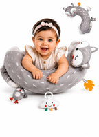 Juguete de actividad para el tiempo boca abajo, almohada sensorial para bebés de 0 a 6 meses, almohada con sonajero desmontable, juguetes arrugados y mordedores, almohada suave y transpirable para recién nacidos y bebés
