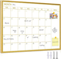 Calendario mensual dorado de borrado en seco para pared, marco de aluminio portátil de 16 x 12 pulgadas, calendario magnético, pizarra blanca, planificador de pared para oficina, cocina, escuela, hogar, GG