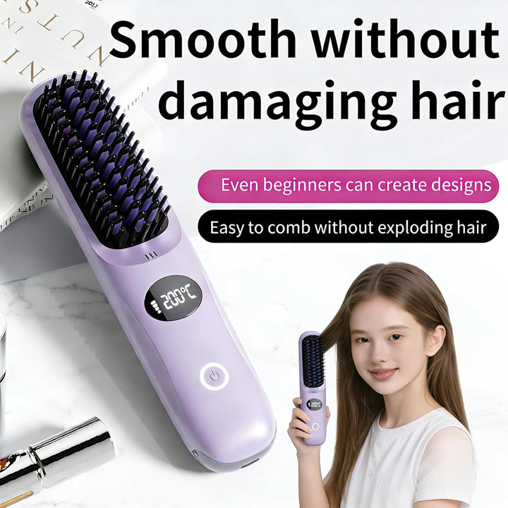 Go Brush Pro 2026 Cepillo alisador de cabello inalámbrico, mini ali...
