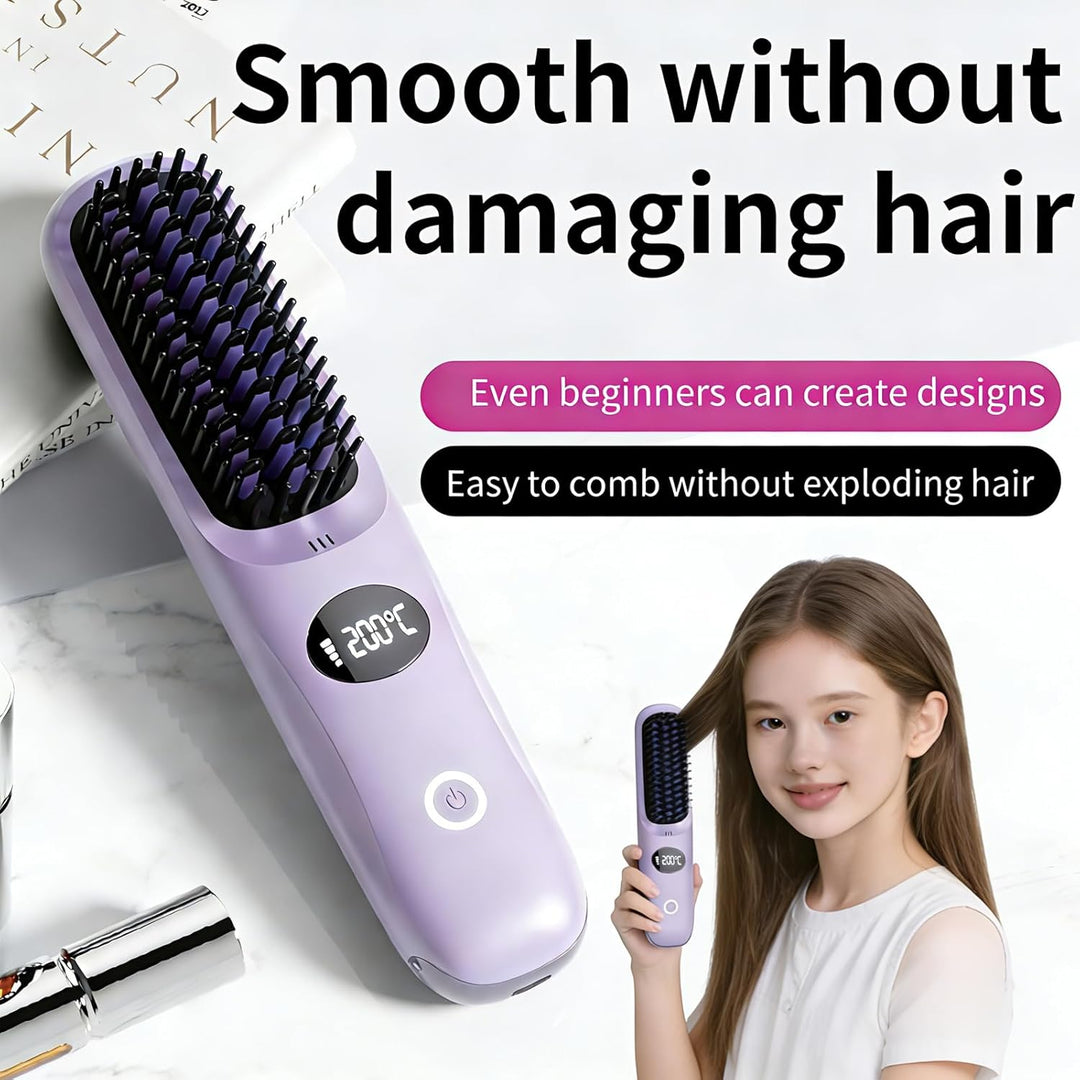 Go Brush Pro 2026 Cepillo alisador de cabello inalámbrico, mini ali...