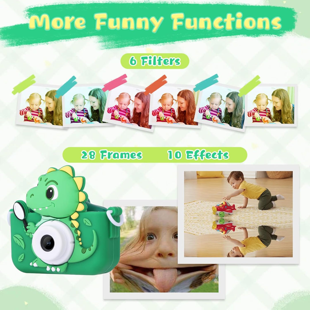 Envyvip Cámara de juguetes de dinosaurio para niños de 3 a 8 años,...