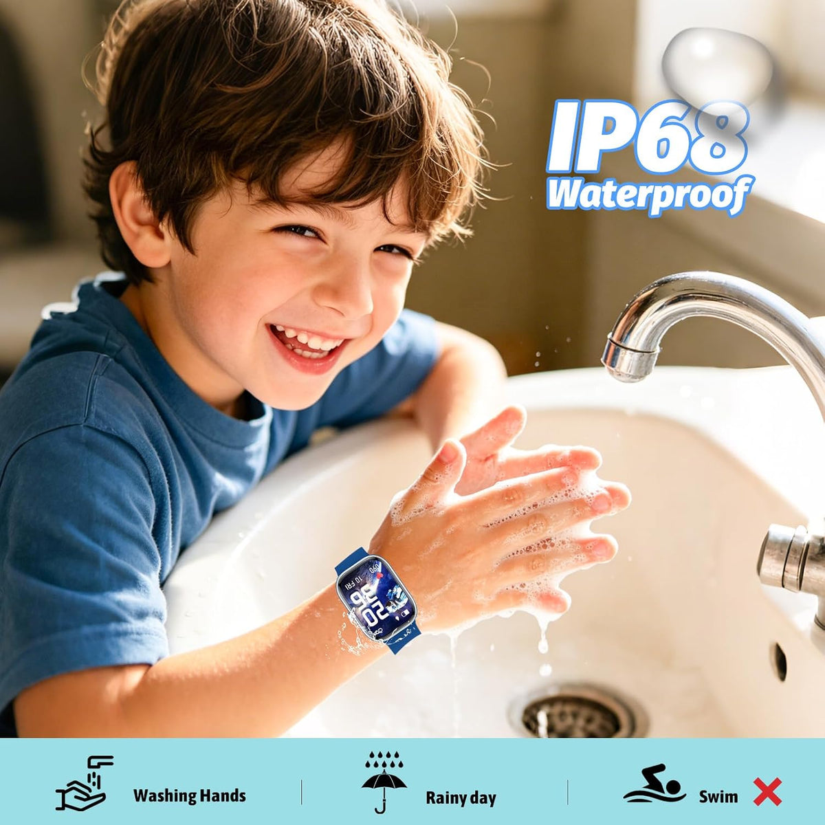 Reloj inteligente para niños, rastreador de fitness, no necesita teléfono/aplicación, 19 modos deportivos, pantalla DIY de 1.5", impermeable IP68, monitor de sueño, podómetros, frecuencia cardíaca