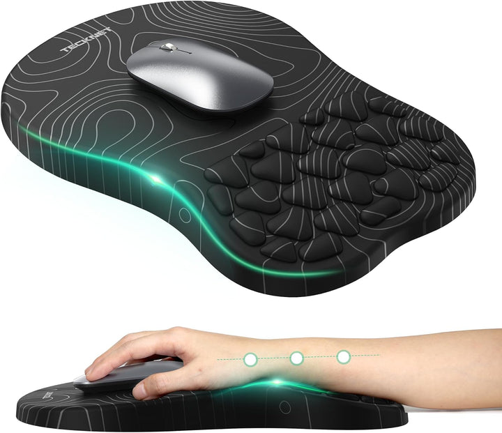 TECKNET Alfombrilla de mouse ergonómica con reposamuñecas, alfombri...