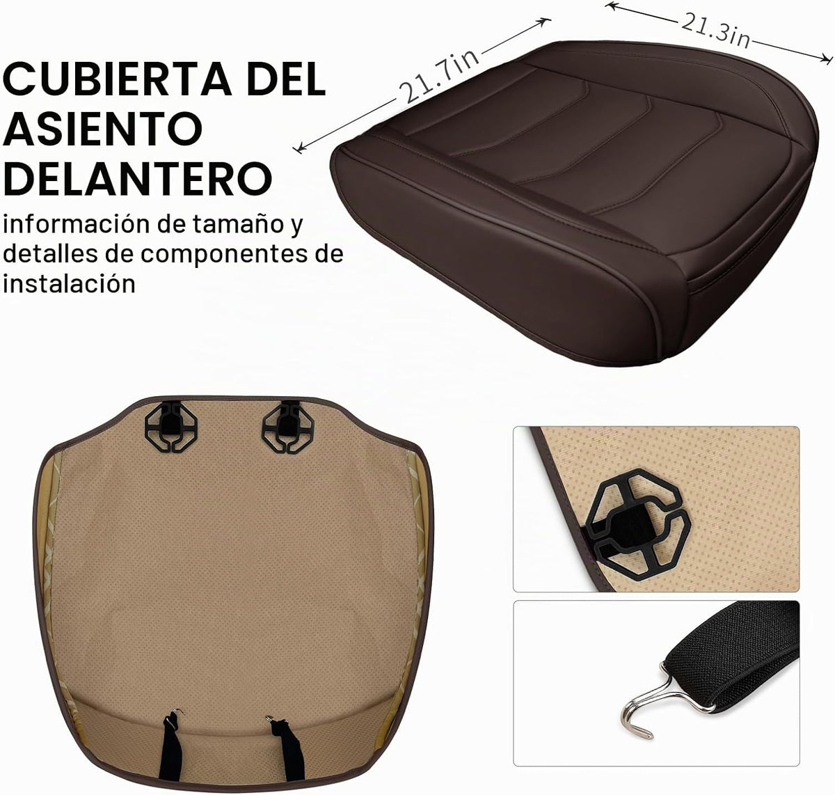 Funda de Asiento de Automóvil para Lujo y Comodidad - Cuero PU, Antideslizante, Protección de Envoltura Completa con Bolsillo de Almacenamiento para Cojín Inferior - Ajuste Universal para el