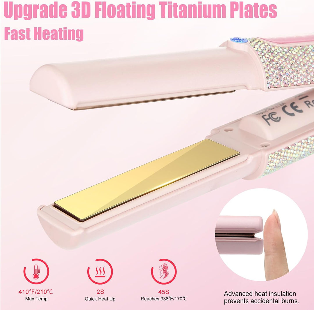 HUAJUN Mini plancha de pelo de titanio de viaje inalámbrico | Carca...