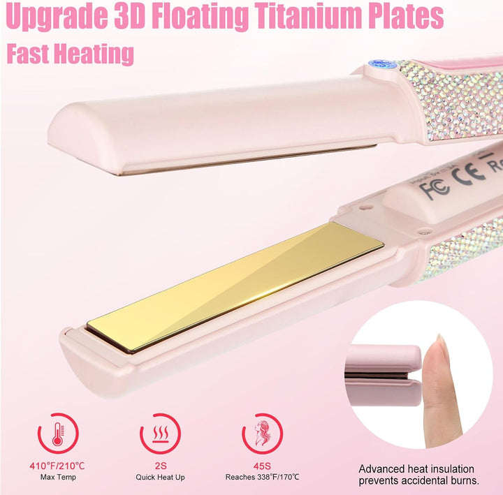 HUAJUN Mini plancha de pelo de titanio de viaje inalámbrico | Carca...