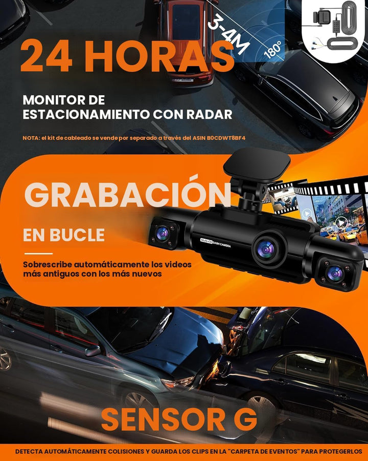 Neideso Cámara de tablero de 360° frontal y trasera en el