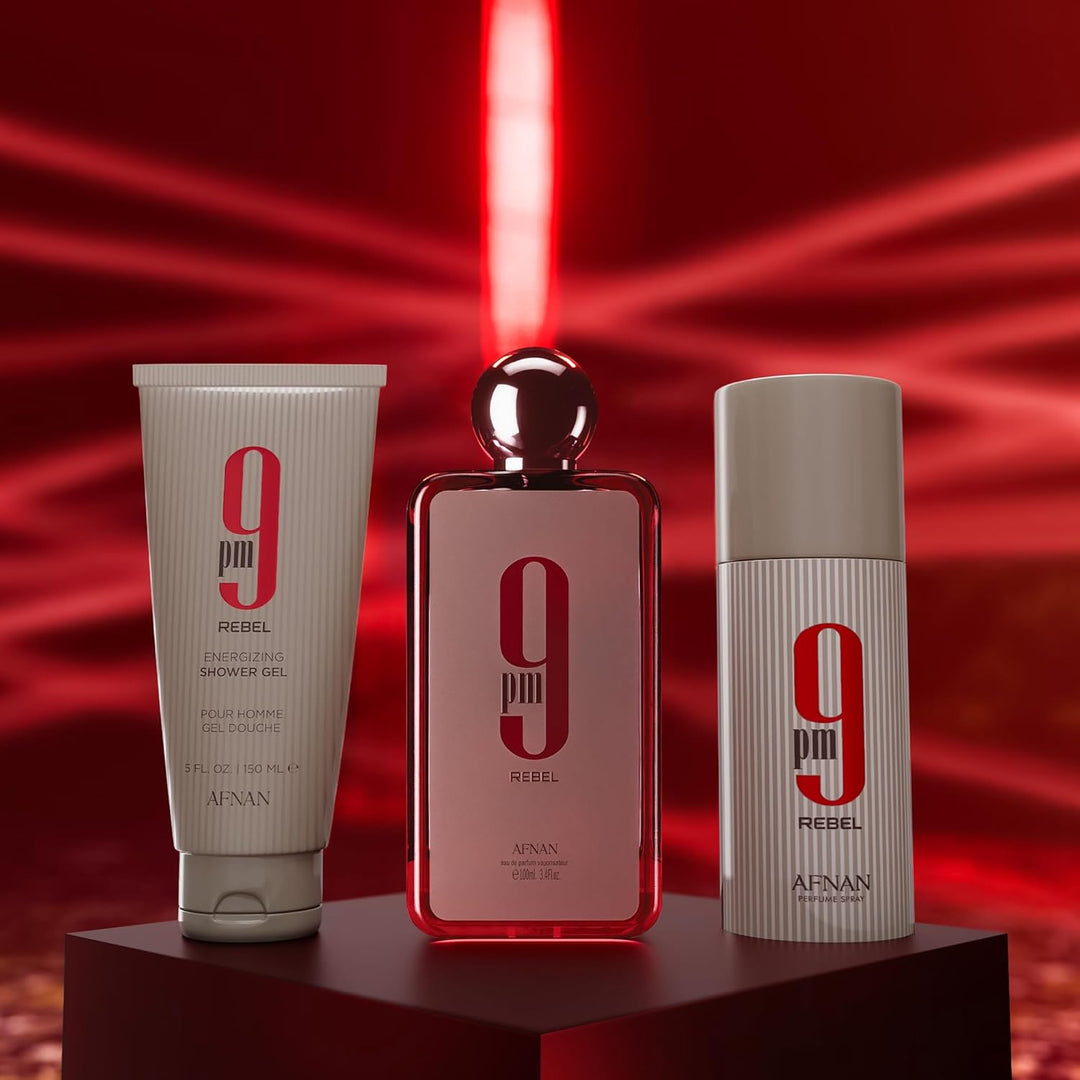 Afnan 9 PM Rebel - Set de regalo de perfume de lujo unisex \u2013 E...