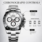 MASTOP Pagani Design Daytona Homage - Reloj de pulsera para hombre, diseño de panda, analógico, de cuarzo, con movimiento japonés, cronógrafo, de lujo, correa de silicona, impermeable, para negocios
