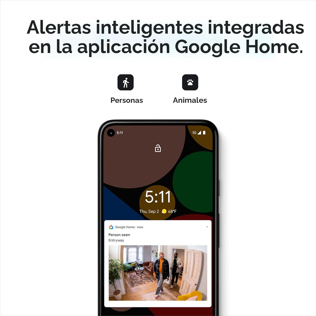 Google Cámara de seguridad Nest para interiores 1080p (cableada) -...