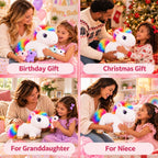 Animal de peluche de unicornio con bebés, conjunto familiar de felpa suave para mamá, lindo juguete de caballo arcoíris, peluche de animales de fantasía, regalo para niños, niñas, niños y