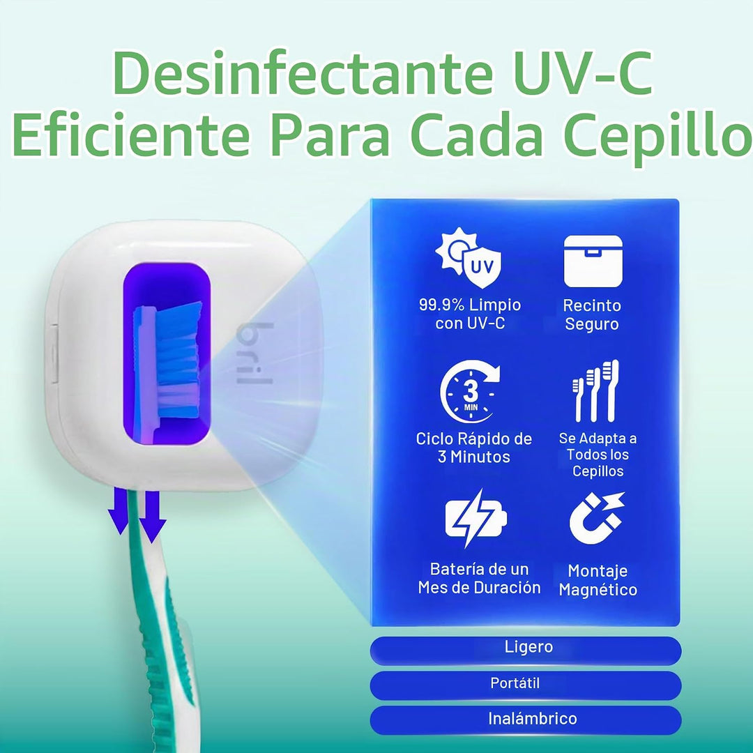 Bril Desinfectante para cepillos de dientes UV-C, limpiador portáti...