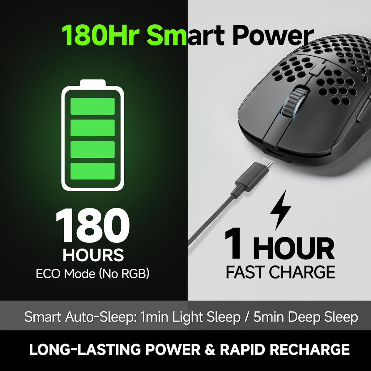 TMKB - Mouse inalámbrico para juegos, sensor óptico de 24000 DPI, b...