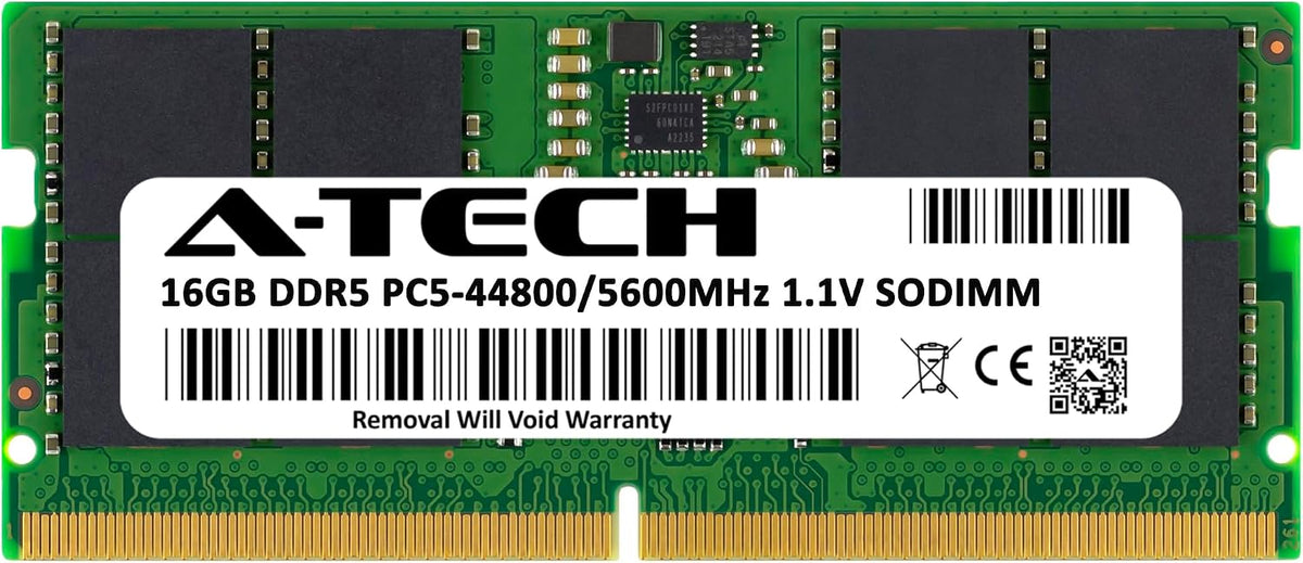 A-Tech 16GB DDR5 5600MHz PC5-44800 CL46 SODIMM 1.1V Módulo de actua...