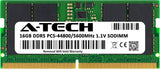 A-Tech 16GB DDR5 5600MHz PC5-44800 CL46 SODIMM 1.1V Módulo de actua...