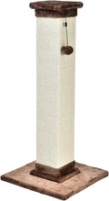 Amazon Basics Poste rascador alto para gatos con fibra de yute y alfombra marrón, grande, 15.75 pulgadas de largo x 15.75 pulgadas de ancho x 35.43 pulgadas de alto