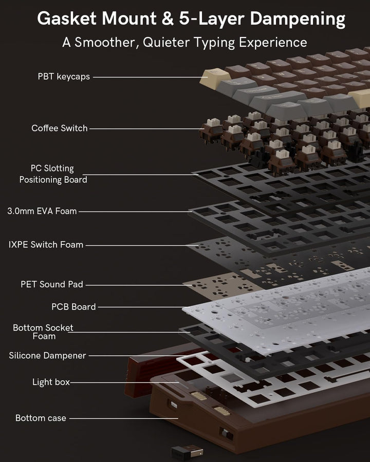 Redragon Teclado mecánico inalámbrico K752, 60% de montaje en junta...