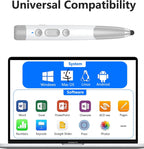Clicker de presentación 4 en 1 con puntero telescópico y lápiz capacitivo, presentador inalámbrico de 2.4 GHz para PowerPoint/Keynote, cordón para profesor, recargable, compatible con tarjeta