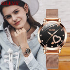 OLEVS Relojes para Mujeres y Juego de Pulseras Slim Casual Vestir Reloj de Muñeca para Dama Rosado Oro