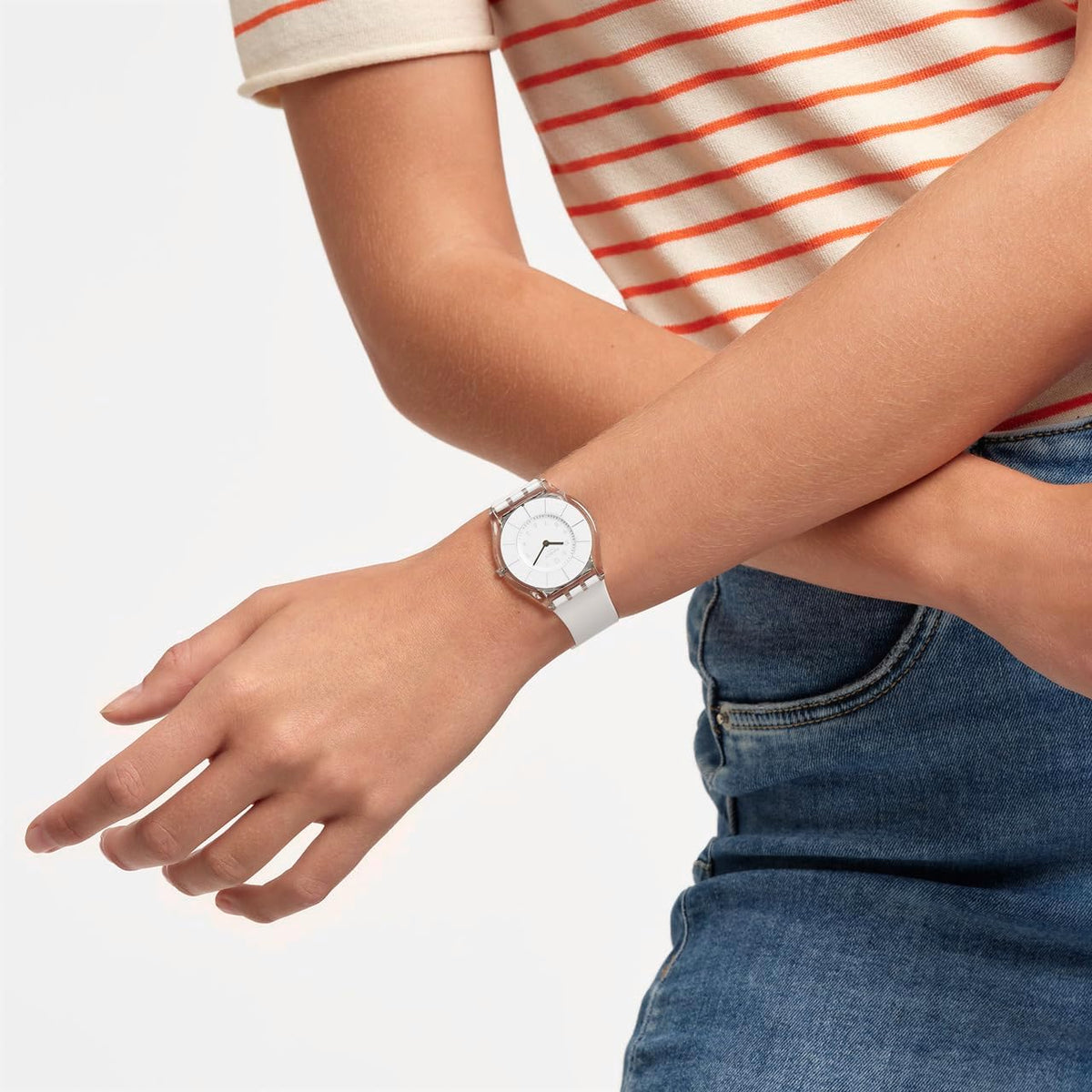 Swatch Piel Classic Biosourced Reloj Unisex Casual Plástico Blanco Cuarzo Impermeable Blanco Clase