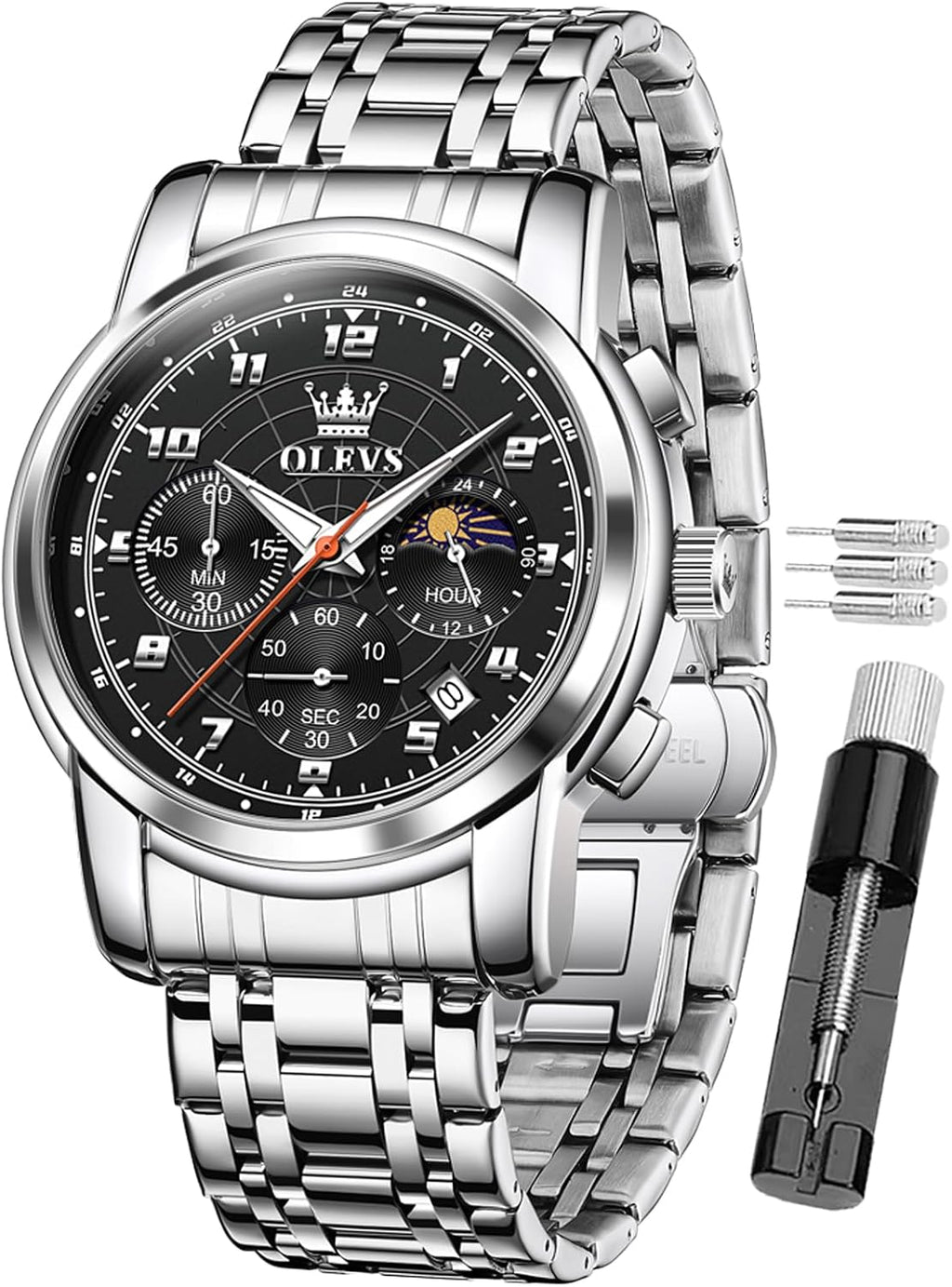 Reloj OLEVS para Hombre Original Analógico de Cuarzo Negocios Reloj de Pulsera de Lujo para Hombre Impermeable Acero Inoxidable Fecha Moda Vestir Casual Estilizado Cronógrafo Diseño reloj para Hombre