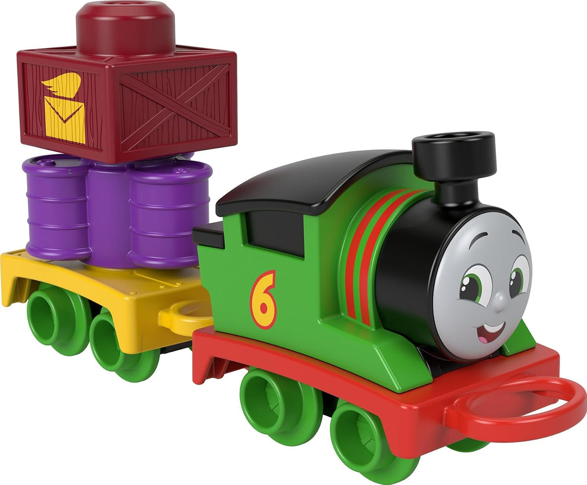 Thomas & Friends Juguete para niños pequeños My First Percy Tren de empuje con carga apilable para niños a partir de 18 meses