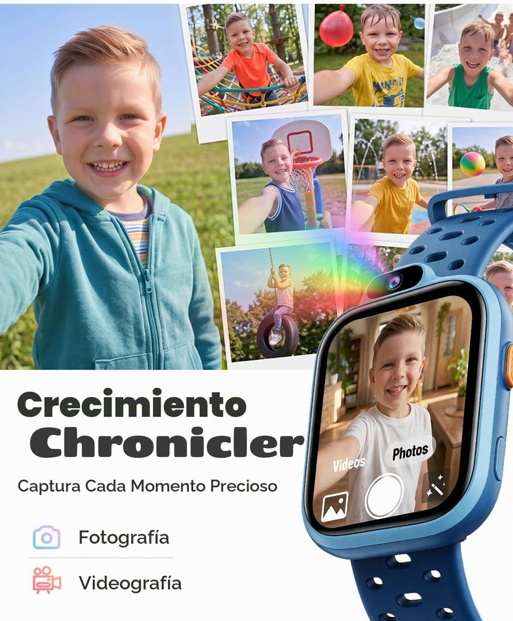 BIGGERFIVE Reloj inteligente para niños, reloj de fitness de 1.8 pies